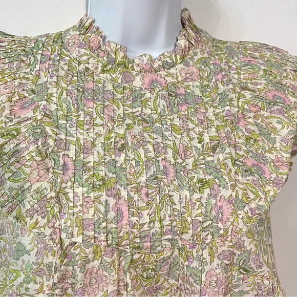 House of Harlow 1960 blouse XS Floral NEW Ruffle Cap sleeve Pintuck NWT top - Picture 9 of 9